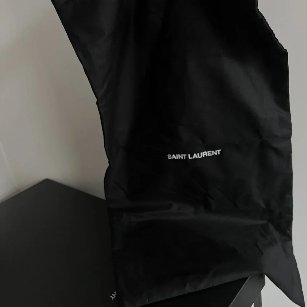 Saint Laurent black suede leather cut out Joplin 105 knee high boots